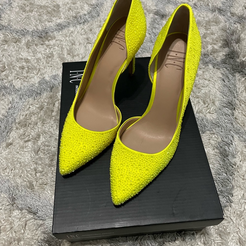 Neon yellow INC heels